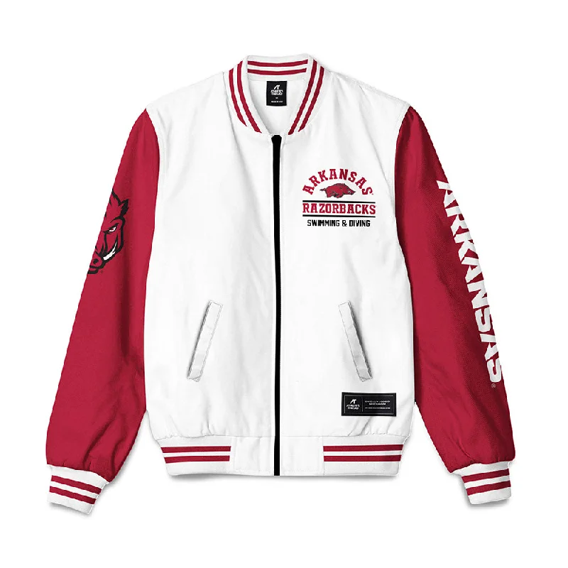 Arkansas - NCAA Women's Swimming & Diving : Holly Robinson - Bomber Jacket V-Neck Jacket Boat Neck Jacket Square Neck Jacket