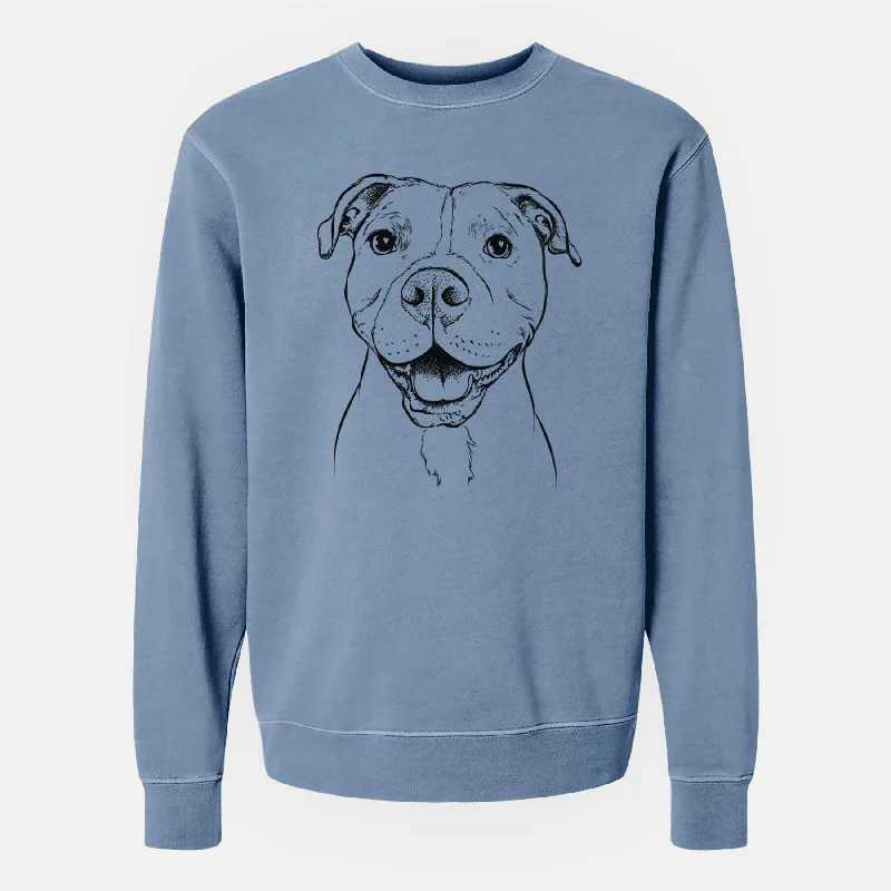 Bare Roscoe the Pitbull - Unisex Pigment Dyed Crew Sweatshirt Hoodie with Print Artistic Unique