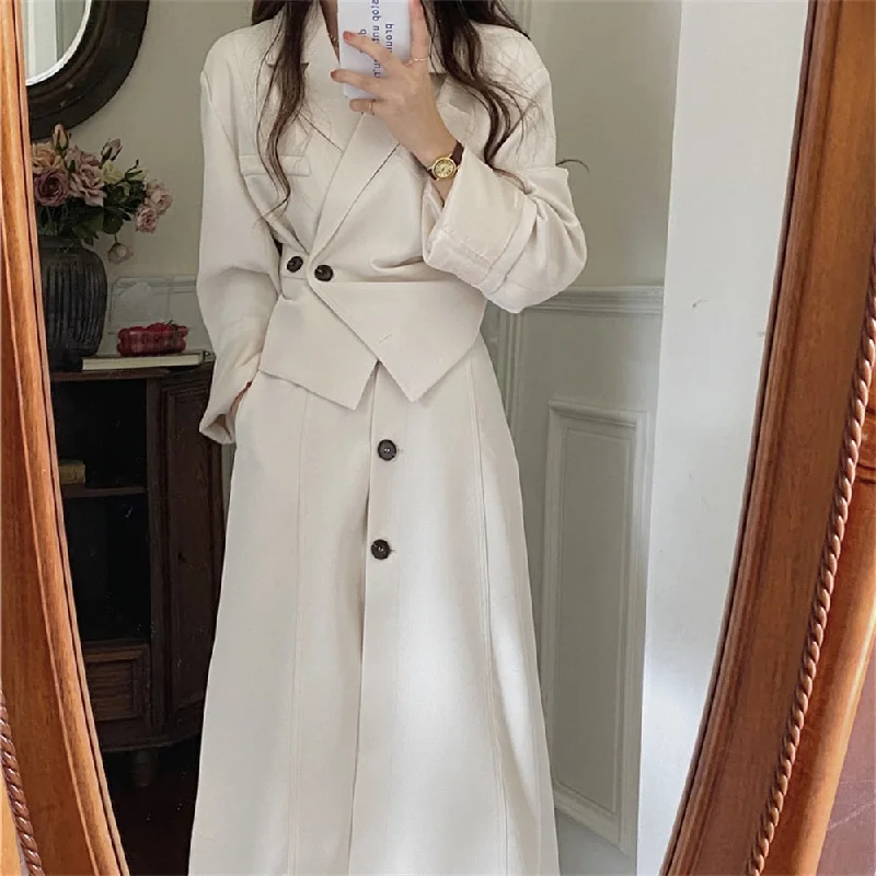 Work Wear Fashion Two Piece Sets Irregular Elegant Short Blazer Coats Slimming Women's Blazer