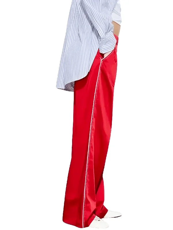 Side Zipper Straight Pant Loose Red Wide Leg Pants Jacket Fashion Streetwear Lace Jacket Ribbed Jacket Sequined Jacket