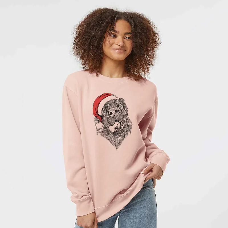 Santa Tuna the Newfoundland - Unisex Pigment Dyed Crew Sweatshirt Hoodie with Hem Detail Decorative Unique