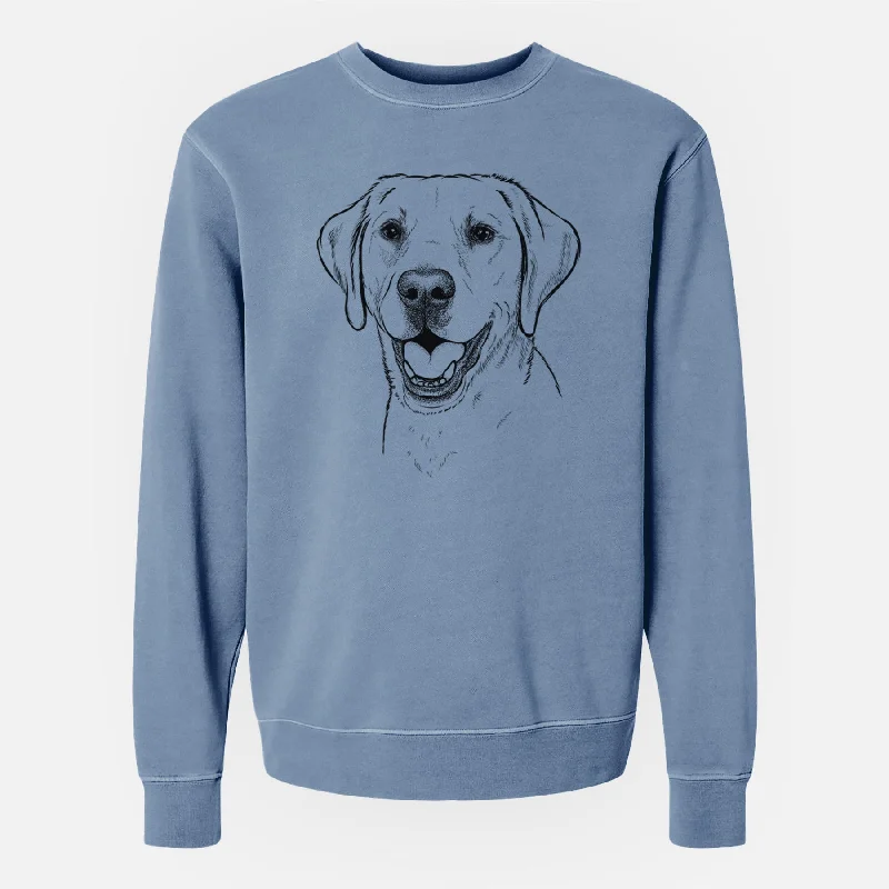 Bare Nate the Labrador Retriever - Unisex Pigment Dyed Crew Sweatshirt Hoodie with Raw Hem Edgy Unfinished