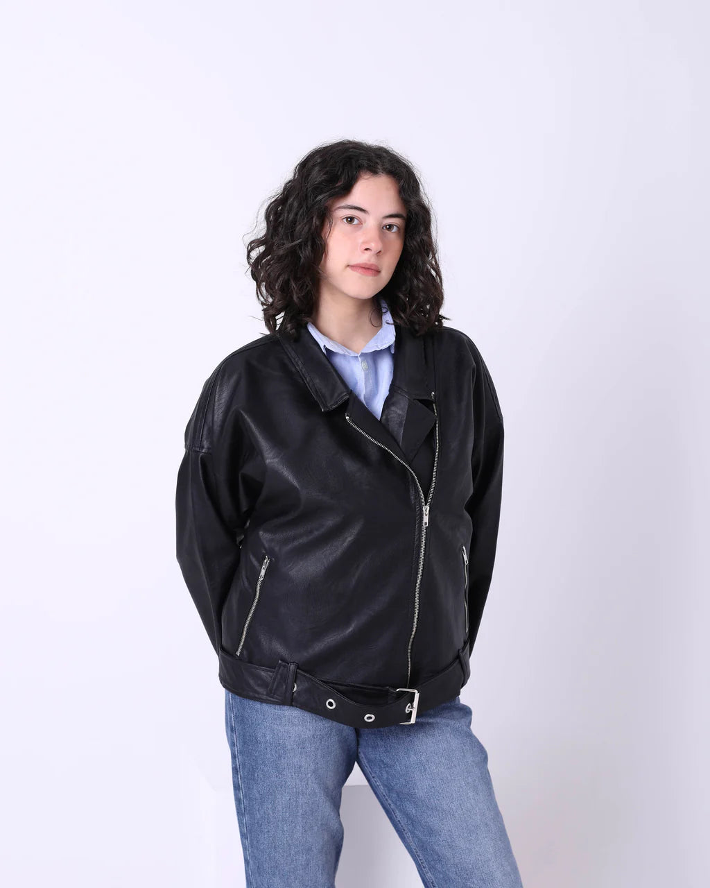 Classic Leather Jacket (W714) - Just4Women Zip Front Button Front Snap Front