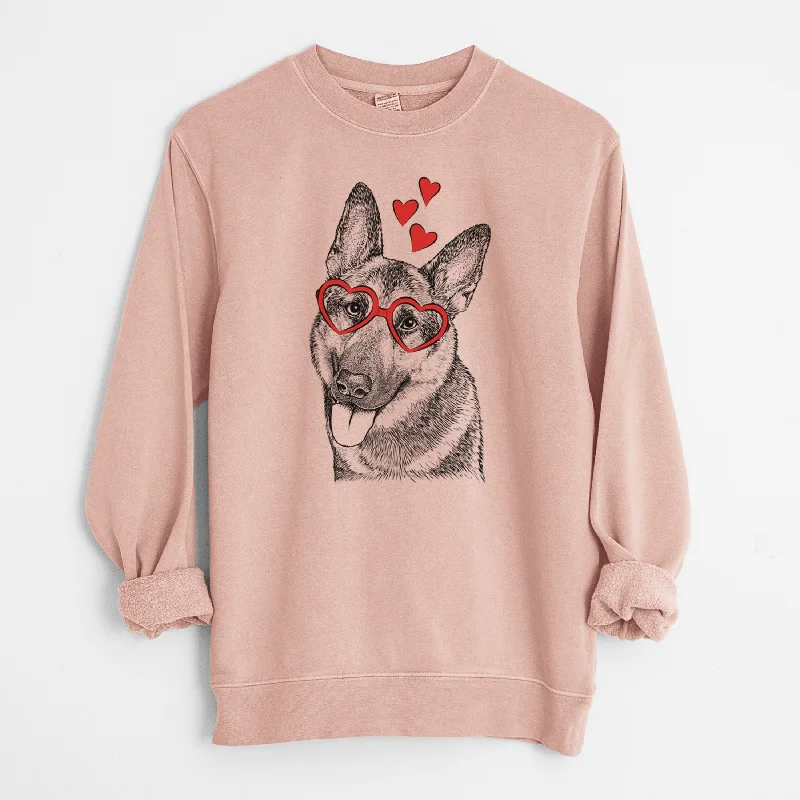 Valentine Whitaker the German Shepherd - Unisex Pigment Dyed Crew Sweatshirt Hoodie with Hood Adjustable Protection