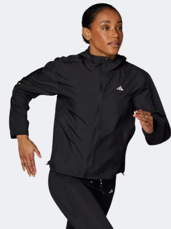 Adidas Run It Women Running Jacket Black Zip Front Button Front Snap Front