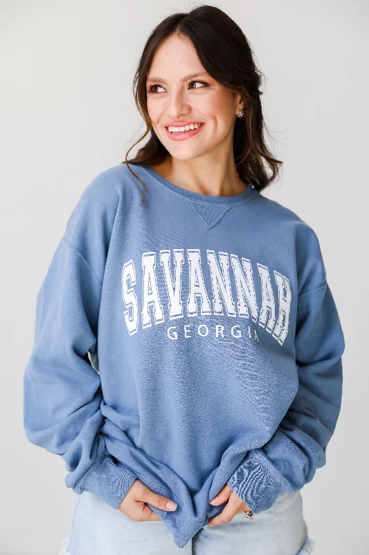 Blue Savannah Georgia Sweatshirt Hoodie with Cropped Fit Short Trendy