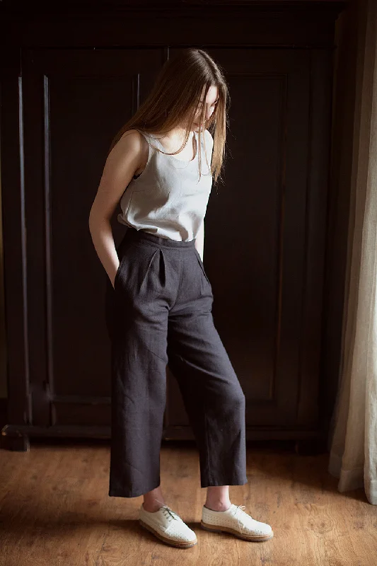 100% Linen Tailored Trousers Trousers Elastic Waist Soft