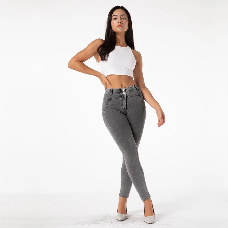 Women's Casual Gray Denim Stretch Hip Lift Pencil Skinny Yoga Gym Trousers Trousers Seasonal Trendy