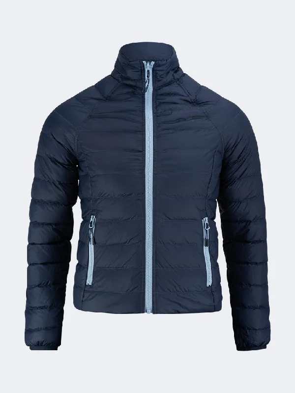 Oil And Gaz Mid Cut Women Lifestyle Jacket Navy/Light Blue Chenille Fabric Brocade Fabric Lace Fabric