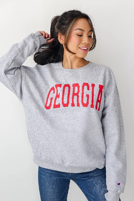 Heather Grey Georgia Sweatshirt Hoodie with Rhinestones Sparkly Elegant