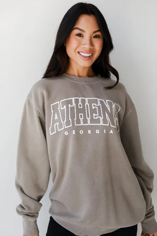 Athens Georgia Sweatshirt Hoodie with Hem Fringe Bohemian Relaxed