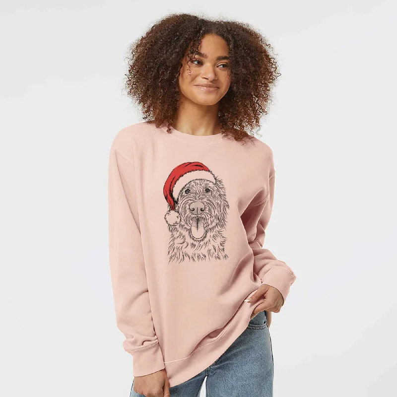 Santa Bennett the Doodle - Unisex Pigment Dyed Crew Sweatshirt Hoodie with Tie-Dye Psychedelic Retro