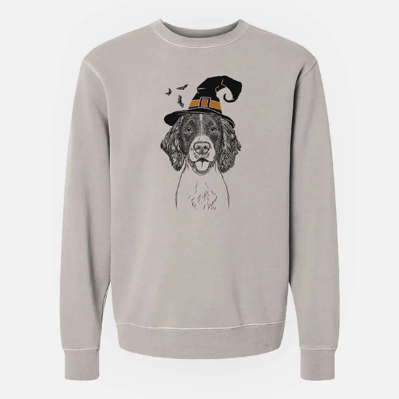 Witch Ever the English Springer Spaniel - Unisex Pigment Dyed Crew Sweatshirt Hoodie with Reflective Safety Nightwear