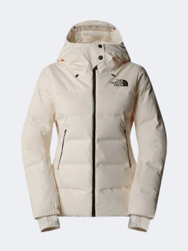 The North Face Cirque Down Women Skiing Jacket White Dune Snapped Jacket Toggled Jacket Drawstring Jacket