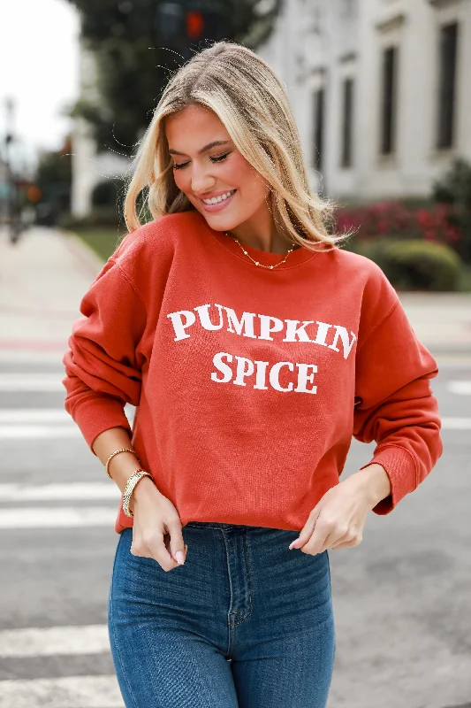 Rust Pumpkin Spice Sweatshirt Hoodie with Velcro Closure Adjustable Secure