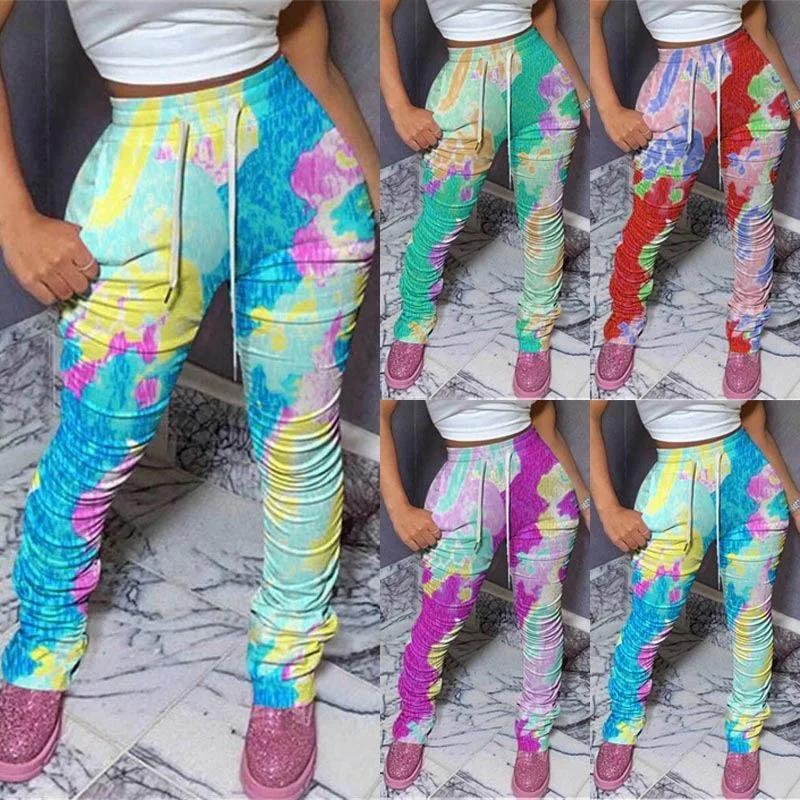 RX New and hot outdoor temperament elastic waist sports pants for women active tie dye plus size women's pants & trousers Trousers Custom Made