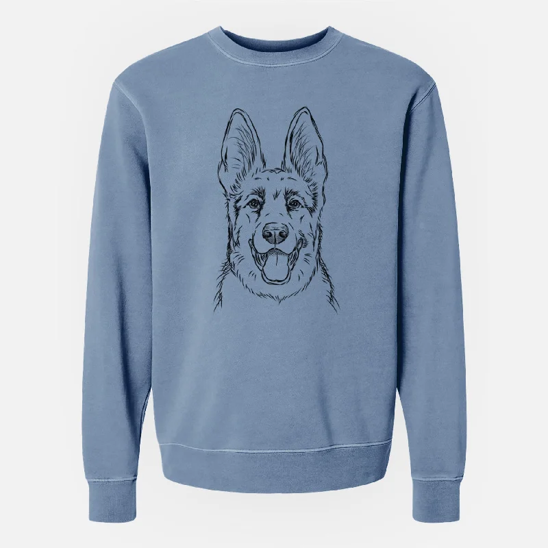 Bare Brutus the German Shepherd - Unisex Pigment Dyed Crew Sweatshirt Hoodie with Hem Drawcord Adjustable Customizable