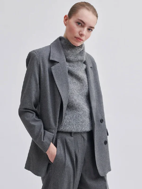 Second Female Holsye Blazer Grey Melange Women's Simple Jacket