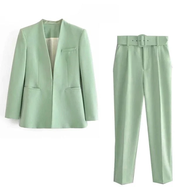 pea green suit