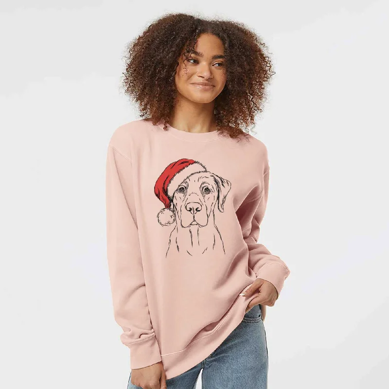 Santa Rowdy the Labrador Retriever - Unisex Pigment Dyed Crew Sweatshirt Hoodie with High-Low Hem Asymmetrical Trendy