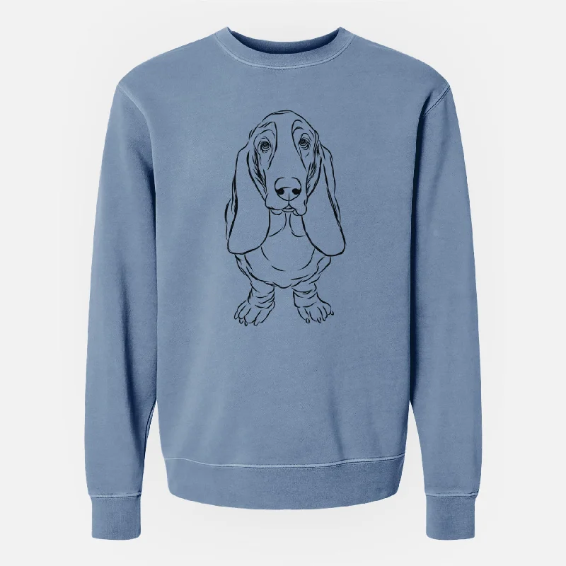 Bare Charlie the Basset Hound - Unisex Pigment Dyed Crew Sweatshirt Hoodie with Side Slits Relaxed Casual