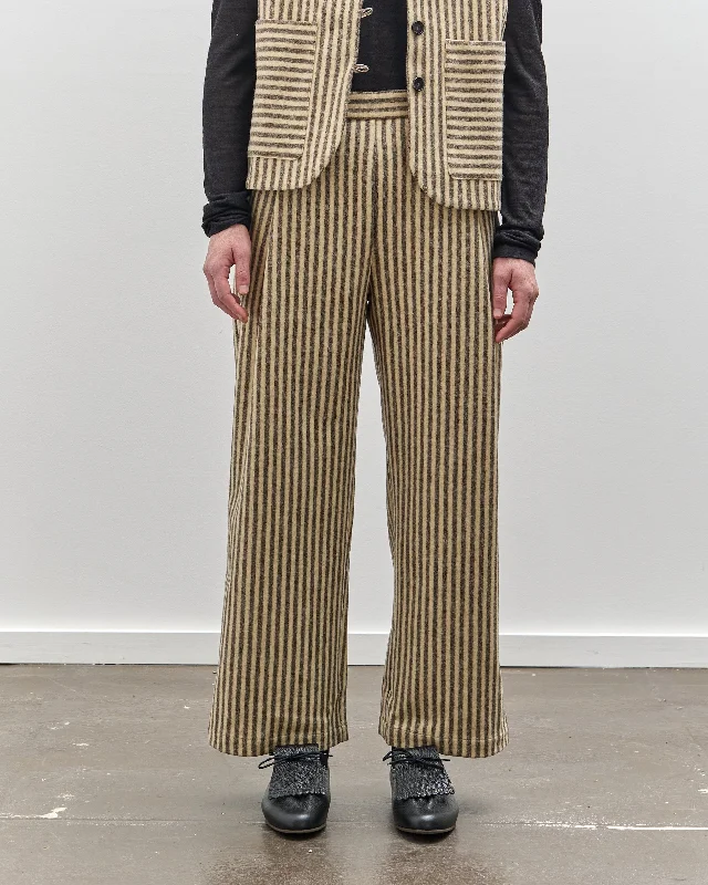 Cawley Striped Georgia Trouser, Ecru/Brown Trousers Chinos Classic