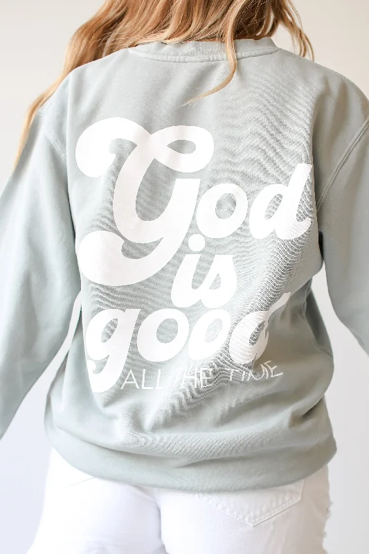 Sage God Is Good All The Time Sweatshirt Hoodie with Belted Waist Structured Tailored