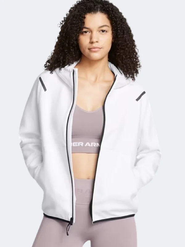 Under Armour Unstoppable Fleece Women Lifestyle Jacket White/Black Welt Pockets Slit Pockets Flap Pockets