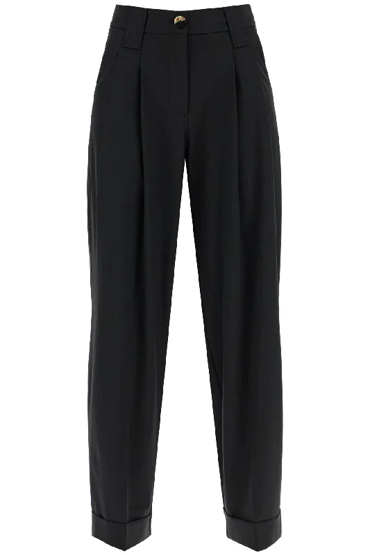 "flowy trousers with two ple F8075 BLACK Trousers fashionable chic