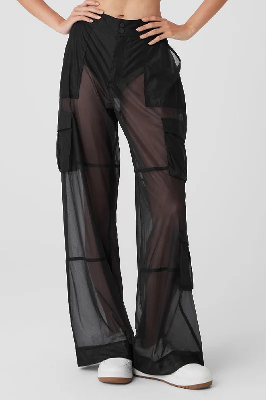 Sheer Effusion Cargo Wide Leg Trouser - Black Trousers Formal Black