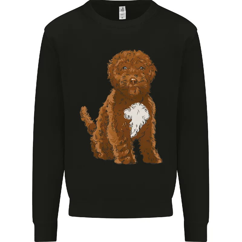 Cockapoo Dog Mens Sweatshirt Jumper Hoodie with Hem Detail Decorative Unique