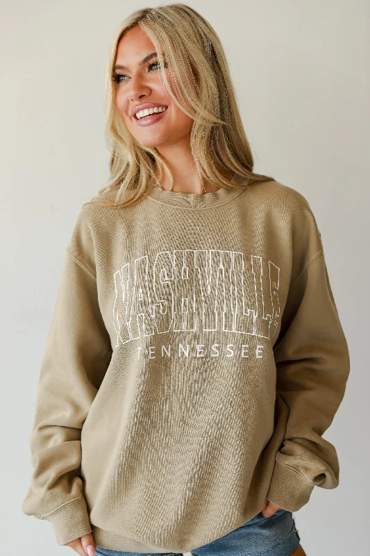 Tan Nashville Tennessee Sweatshirt Hoodie with Toggle Buttons Decorative Unique