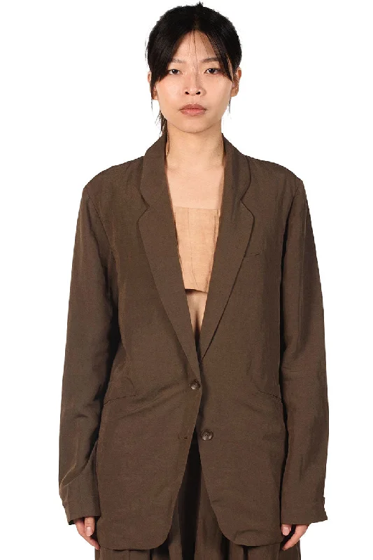 Brown Linen Blazer Women's Radiation Jacket