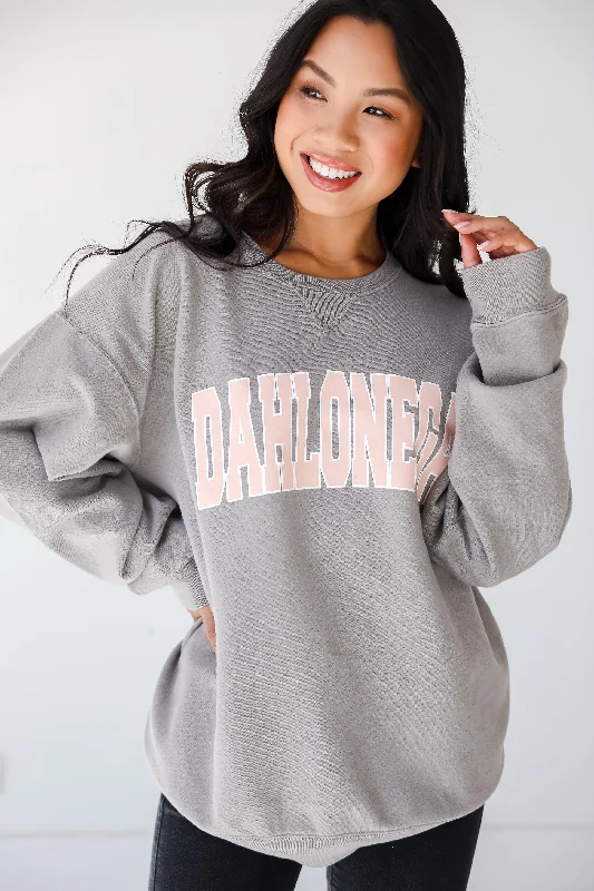 Grey Dahlonega Sweatshirt Hoodie with Raglan Sleeves Sporty Comfortable