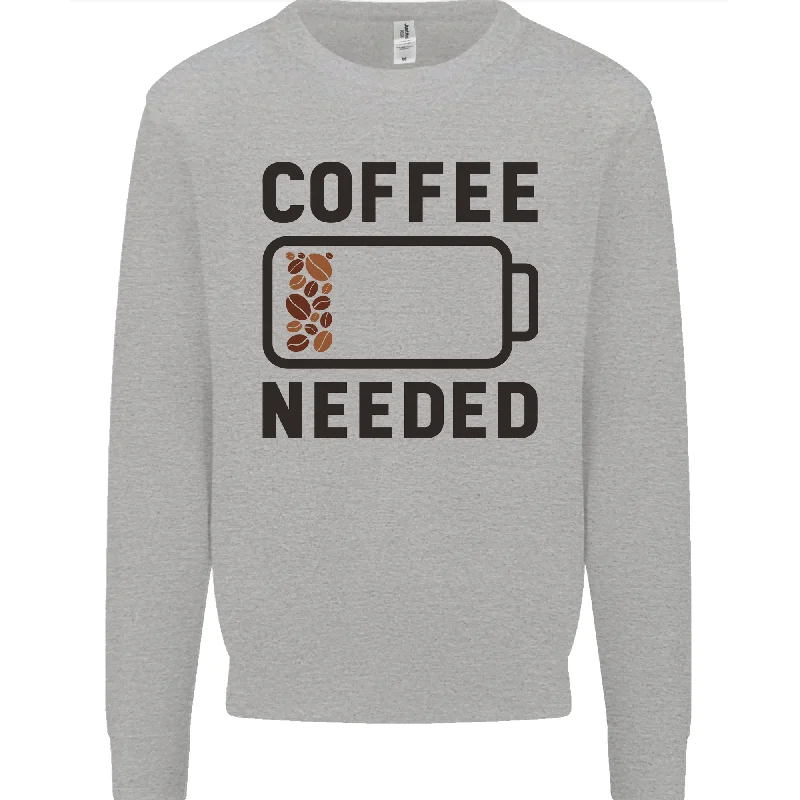 Coffee Needed Funny Addict Mens Sweatshirt Jumper Hoodie with Sequins Glamorous Eye-catching