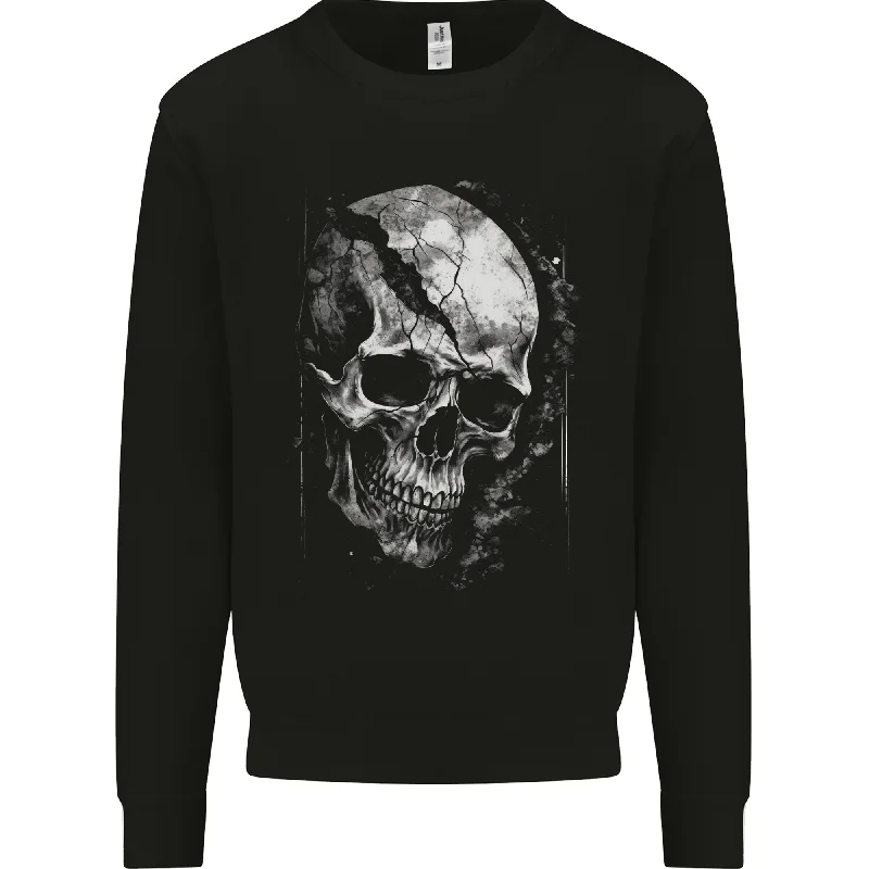 Cracked Skull Mens Sweatshirt Jumper Hoodie with Cropped Fit Short Trendy