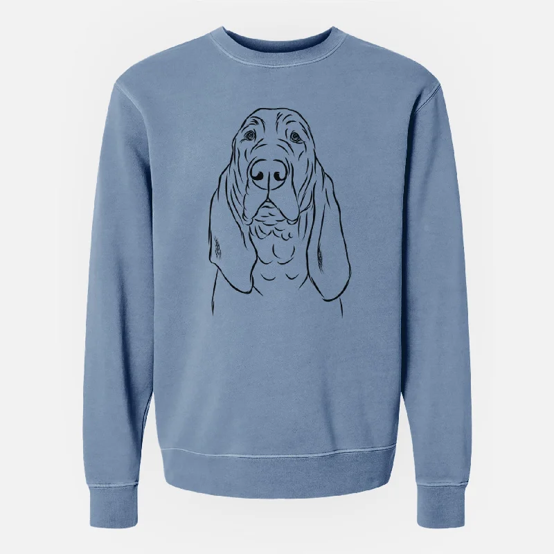 Bare Baron the Bloodhound - Unisex Pigment Dyed Crew Sweatshirt Hoodie with Drawstring Waist Adjustable Fitted