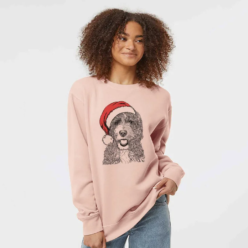 Santa Bash the Bernedoodle - Unisex Pigment Dyed Crew Sweatshirt Hoodie Dress Longline Feminine