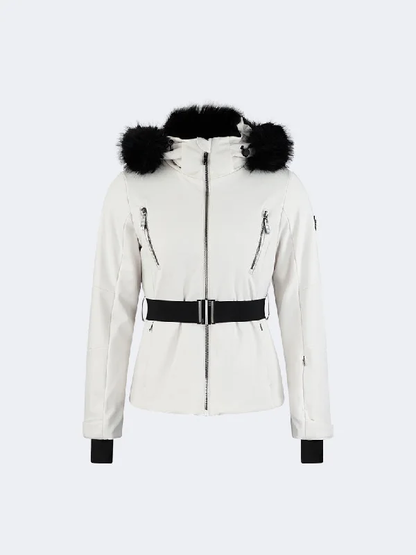 Oil And Gaz Comfortable Women Skiing Jacket White/Black/Gun Bomber Jacket Anorak Windbreaker