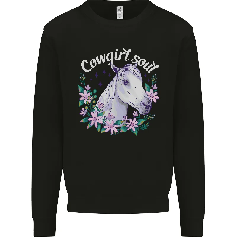 Cowgirl Soul Equestrian Horses Mens Sweatshirt Jumper Hoodie with Gradient Ombre Colorful