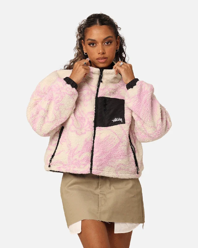 Stussy Women's Dragon Reversible Work Jacket Pink Anorak Shell Jacket Lightweight Jacket