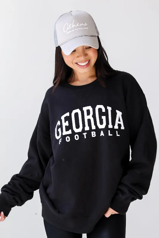 Black Georgia Football Sweatshirt Hoodie with Monochrome Minimalist Simple