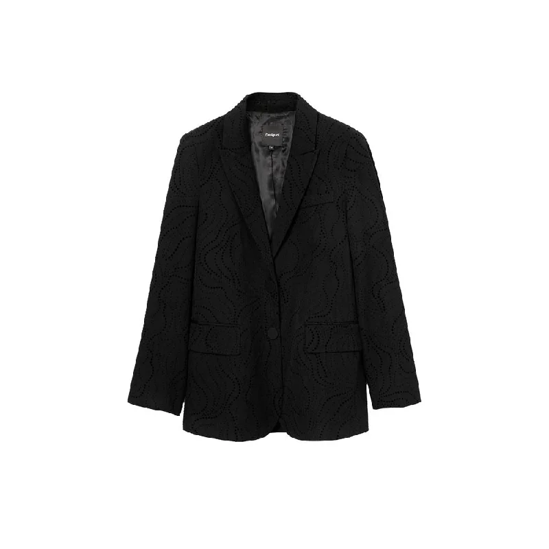 Black Polyester Suits & Blazer Women's Vintage Suit