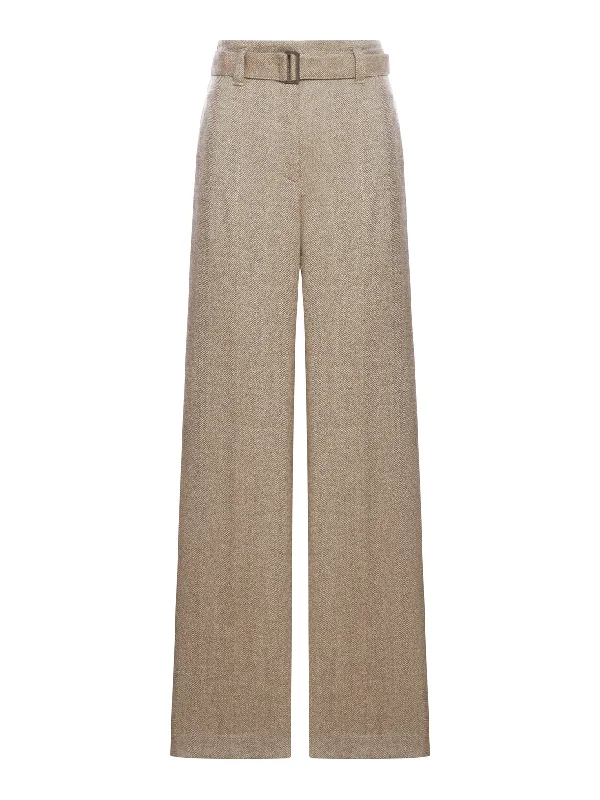 HERRINGBONE TROUSERS WITH PLEATS Trousers Hiking Durable