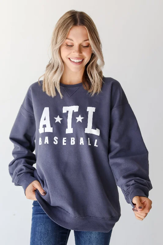 Denim ATL Baseball Star Sweatshirt Hoodie with Longline Fit Extended Stylish