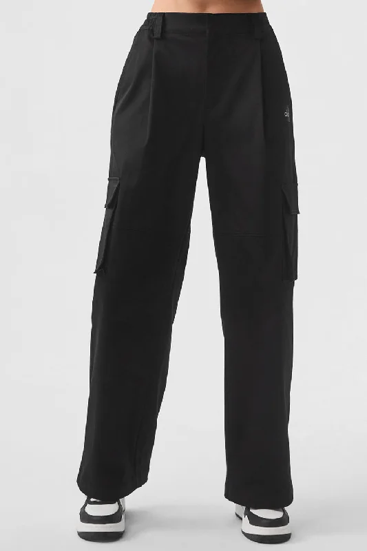 High-Waist Night Out Cargo Trouser - Black Trousers Hiking Durable