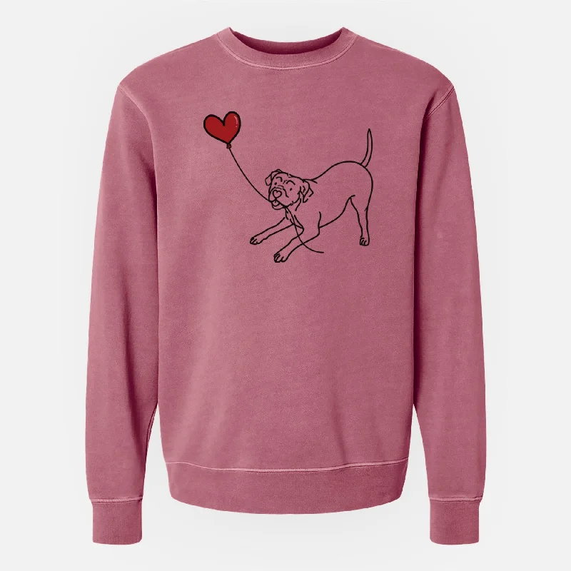 American Bulldog Heart String - Unisex Pigment Dyed Crew Sweatshirt Hoodie with Lining Warm Insulated