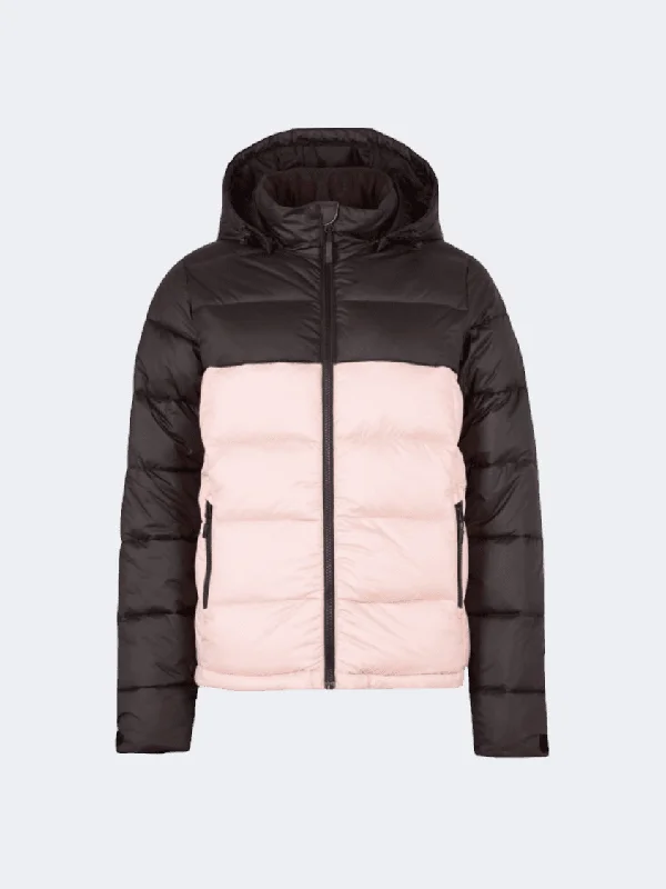 O'Neill Puffer Women Lifestyle Jacket Peach Whip/Block Notch Collar Peter Pan Collar Cowl Neck