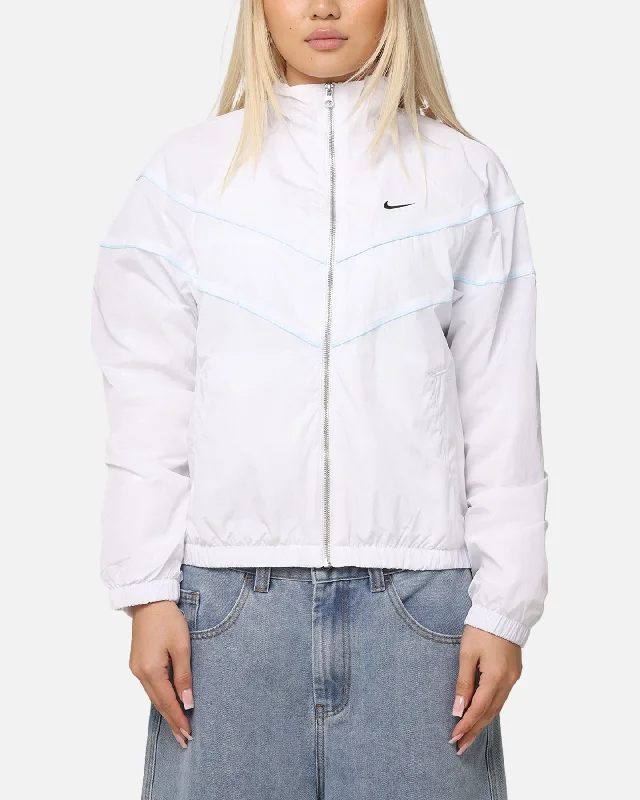 Nike Women's Sportswear Loose UV Woven Full-Zip Jacket White/Black Satin Jacket Silk Jacket Chiffon Jacket