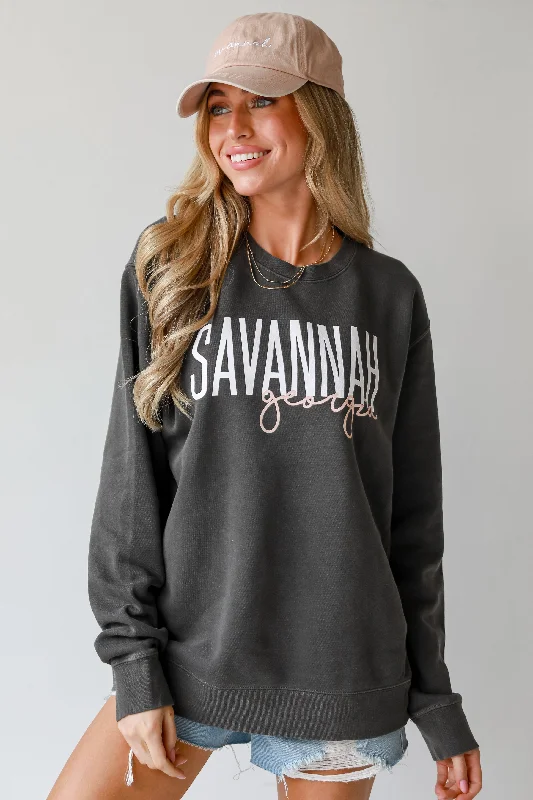 Charcoal Savannah Georgia Sweatshirt Hoodie with Bell Sleeves Flared Feminine